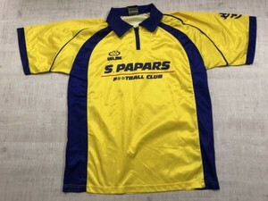 KELME ケルメ フットサル S.PAPARS エスパパーズ サッカー ドライメッシュ 半袖 ユニフォーム ゲームシャツ メンズ ハーフジップ L 黄色