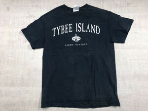 USA製 TENNESSEE RIVER製 ティビー・アイランド TYBEE ISLAND 灯台 スーベニア お土産 90s 古着 半袖Tシャツ カットソー メンズ M 紺