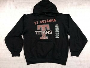 Badger Sport オールド アメカジ スポーツ 古着 St. SUSANNA TITANS カレッジ スウェットパーカー メンズ ビンテージ加工プリント 黒