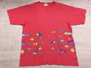 Bobbie Brooks オールド レトロ お魚 フィッシュ柄 アート キャラクター デザイン 半袖Tシャツ カットソー メンズ ピンク