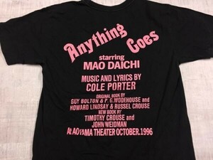 1996年 エニシング・ゴーズ Anything Goes 大地真央 コール・ポーター 半袖Tシャツ カットソー メンズ バックプリント有 黒