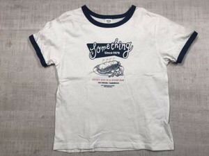 SOMETHING エドウィン EDWIN オールド レトロ アメカジ Y2K 古着 かわいい トリム リンガー 半袖Tシャツ カットソー レディース L 白/紺