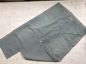 カーハート Carhartt アメカジ ストリート ヒッコリー ワーク ペインターパンツ ボトムス メンズ ジップフライ 超大きいサイズ 46inch 青