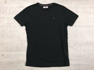 トミージーンズ TOMMY JEANS Y2K 00's 半袖Tシャツ メンズ ワンポイント刺繍 オールド シンプル ベーシック アメカジ S 黒