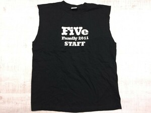 FiⅤe ファイブ FAMILY 2011 ジャニーズ バンド ライブコンサート イベントスタッフ ノースリーブTシャツ メンズ リメイク 黒