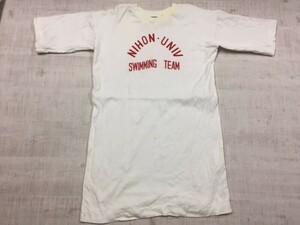 OLYMPIC PRODUCTS 日本大学 水泳部 オールド レトロ 90s 80s カレッジ 半袖Tシャツ カットソー メンズ 日本製 LL 白