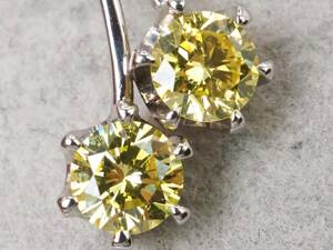 [4086A]Pt platinum natural yellow diamond 0.29ct/0.28ct/1.0g pendant top 