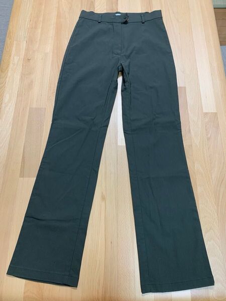 美品 レディース ストレッチパンツ ボトムス ダークグリーン レーヨン 春夏秋用