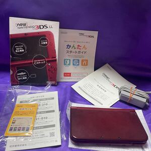 [ as good as new ]New Nintendo 3DSLL body set metallic red original box explanation etc. equipping AR card unopened charger popular soft attaching 