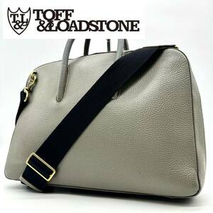 [ super ultimate beautiful goods ]TOFF&LOADSTONEtof& load Stone briefcase tote bag 2way A4 storage commuting men's business gray ju leather 