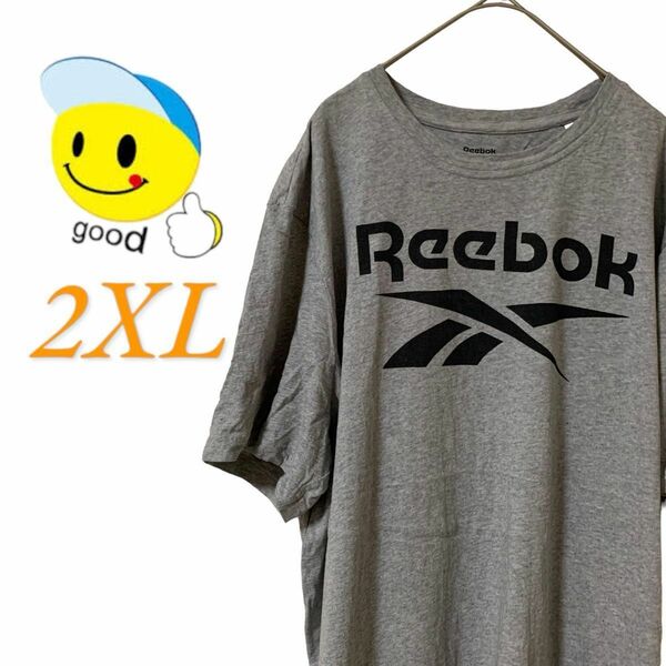 【US古着】リーボック グレー 2XL Tシャツ 半袖 レギュラーヴィンテージ プリント メンズ レディース