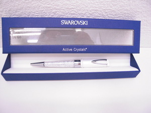 文具祭 ブランド祭 １円スタート スワロフスキー ボールペン SWAROVSKI USB2.0 16GB 白 ホワイト Active Crystals 