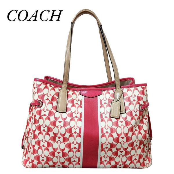 COACH　コーチ　トートバッグ　シグネチャー　PVC　ピンク　F29183