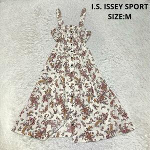 希少 I.S. ISSEY SPORT アイエス イッセイスポーツ イッセイミヤケ ロングジャンパースカート ワンピース Aライン 花柄 ツモリチサト