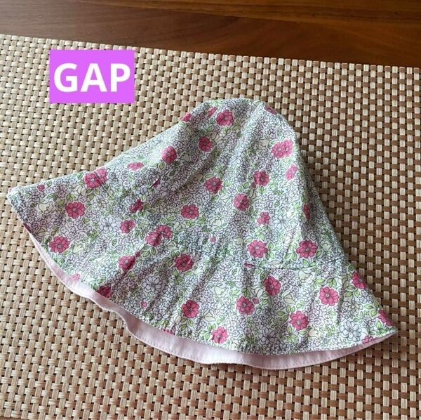 GAP ベビー 帽子 リバーシブル 花柄 ピンク