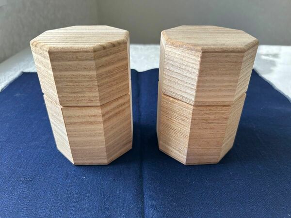 茶筒　木製　八角形　2個セット