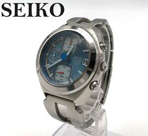 7703901-4[ superior article ] Seiko /SEIKO/ Alba /ALBA/ chronograph /AKA/V657-6030/QZ/ blue face / Date / men's wristwatch / present condition goods / operation 