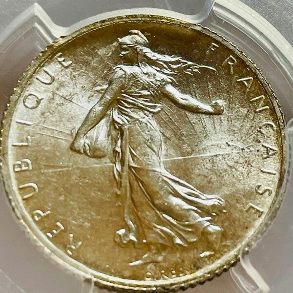 美品 種を蒔く人 フランス 1フラン 銀貨 1914 MS62 女神マリアンヌ