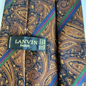 ランバン(LANVIN)茶涙青緑ストライプネクタイ