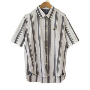 ライル&スコット LYLE&SCOTT シャツ ボタンダウン ストライプ オックスフォード 半袖 M 白 ホワイト メンズ