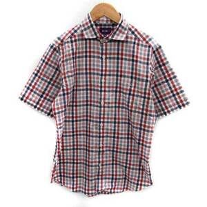 ビームス BEAMS カジュアルシャツ 半袖 チェック柄 M マルチカラー 赤 レッド 紺 ネイビー /SM5 メンズ