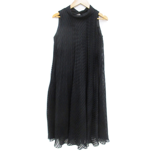  Comme Ca Ism COMME CA ISM One-piece mi leak height no sleeve off neck diagonal stripe pattern pleat M black lady's 