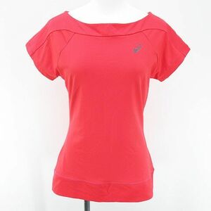  Asics asics sport wear short sleeves T-shirt cut and sewn M red series red stretch Logo print lady's 