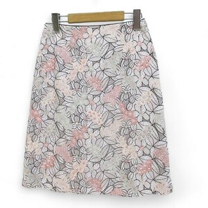 トッカ TOCCA ロング丈 台形スカート スカート 2 ピンク系 花柄 フラワー 刺繍 裏地 日本製 レディース