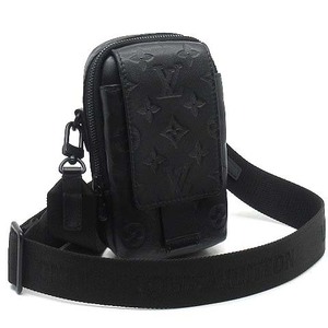 ルイヴィトン LOUIS VUITTON モノグラム シャドウ ダブルフォン ポーチ レザー ショルダーバッグ M81323 ブラック 黒 RFID メンズ