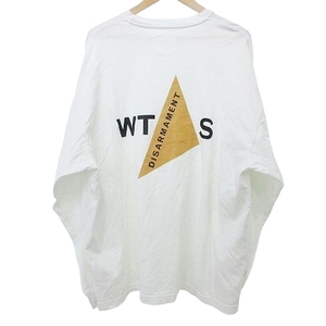 ダブルタップス 美品 23AW ディスアーマメント DISARMAMENT Tシャツ カットソー ロゴ プリント 長袖 232ATDT-CSM11 XL 白 ホワイト メンズ