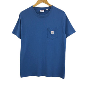 ヴィジョン ストリート ウェア Tシャツ カットソー プルオーバー クルーネック 無地 ロゴ 半袖 M 青 水色 ブルー ライトブルー レディース