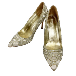  Diag Ram Diagram pumps high heel pin heel po Inte dotubiju-38 silver silver white ivory lady's 