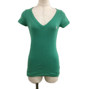 ジューシークチュール JUICY COUTURE Tシャツ カットソー プルオーバー Vネック 刺繍 ワンポイント 半袖 P 緑 グリーン レディース