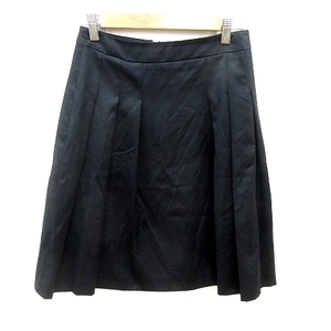 エムプルミエ M-Premier スカート フレア ひざ丈 ウール 絹混 シルク混 34 黒 ブラック /RT レディース