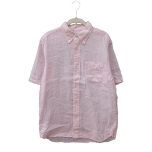 コーエン coen ボタンダウンシャツ ワンポイント 麻 リネン 半袖 L ピンク /MS メンズ