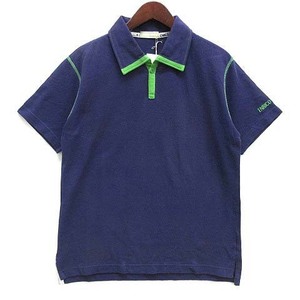 未使用品 エンリココベリ ENRICO COVERI 鹿の子 ポロシャツ 半袖 袖ロゴ刺繍 パープル 紫 40 メンズ