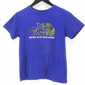 ザノースフェイス THE NORTH FACE NTJ31992 アウトドアウェア 半袖 カットソー Tシャツ 150 青系 ブルー ロゴ プリント 綿 コットン キッズ