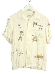 OLD CROW オールドクロー SPEED RACE S/S SHIRTS 0CW-18-SS-11 プリント オープンカラー シャツ M アイボリー 半袖