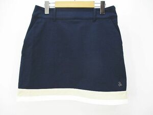  Anne Pas .and per se Golf wear mini height trapezoid skirt L navy blue series navy metal fittings lady's 