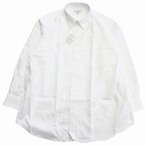 未使用品 ダーバン DURBAN シャツ カットソー ブラウス ビジネス ボタンダウン ストライプ 長袖 3L 大きいサイズ 白 ホワイト メンズ