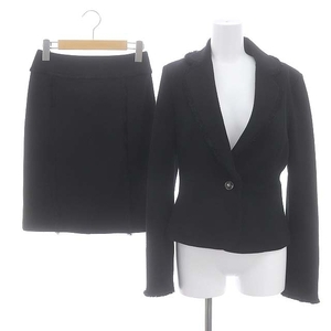  M pull mieM-Premier setup top and bottom tailored jacket 1B total lining tight skirt knees height fringe wool 36 black black /DO #O