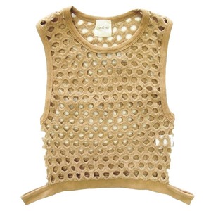 22aw John links jonnlynx hole dot tank Hold to tank top wool cotton cut and sewn knitted pull over F beige 