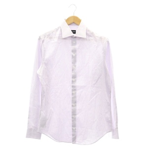 joru geo Armani GIORGIO ARMANI рубашка резчик длинный рукав передний кнопка полоса рисунок хлопок 39 M фиолетовый белый 