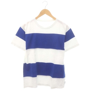 ソフネット SOPHNET. S/S BOLD BORDER TEE Tシャツ カットソー 半袖 クルーネック S 白 ホワイト 青 ブルー /AT ■GY05 メンズ