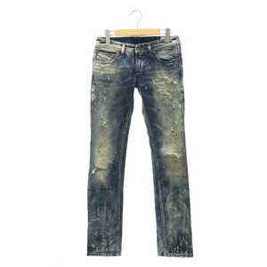 ディーゼル DIESEL LOWKY ダメージ加工 デニムパンツ ジーンズ ウォッシュ加工 W24 L30 XS 紺 ネイビー /AT レディース