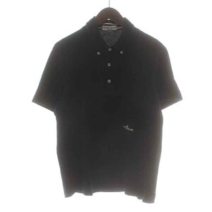 ストーンアイランド STONE ISLAND 08SS ポロシャツ 半袖 ハーフボタン ボタンダウン 鹿の子 ロゴ刺繍 L 黒 ブラック /NW21 メンズ