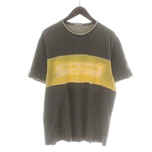 ストーンアイランド STONE ISLAND 06SS Tシャツ カットソー 半袖 クルーネック ロゴプリント XL グレー 黄色 イエロー アイボリー