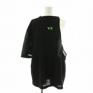 ワイスリー Y-3 アディダス ヨウジヤマモト adidas YOHJI YAMAMOTO Tシャツ カットソー 半袖 ロゴ 変形 M 黒 ブラック HD3589