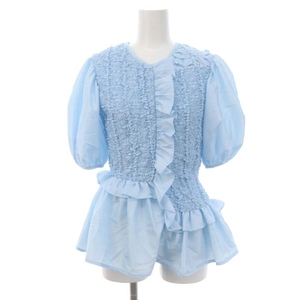 sesi Lee van senCecilie Bahnsen frill equipment ornament gya The - design blouse . minute sleeve puff sleeve pull over UK6 light blue /DO #OSre