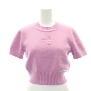 Alexander one ALEXANDER WANG Logo en Boss cropped pants knitted sweater short sleeves pull over cotton XS pink 